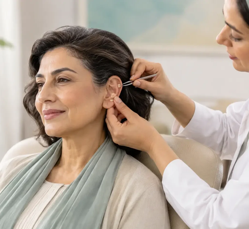 اوریکولوتراپی برای علائم یائسگی؛ کمک به گرگرفتگی، خواب و آرامش