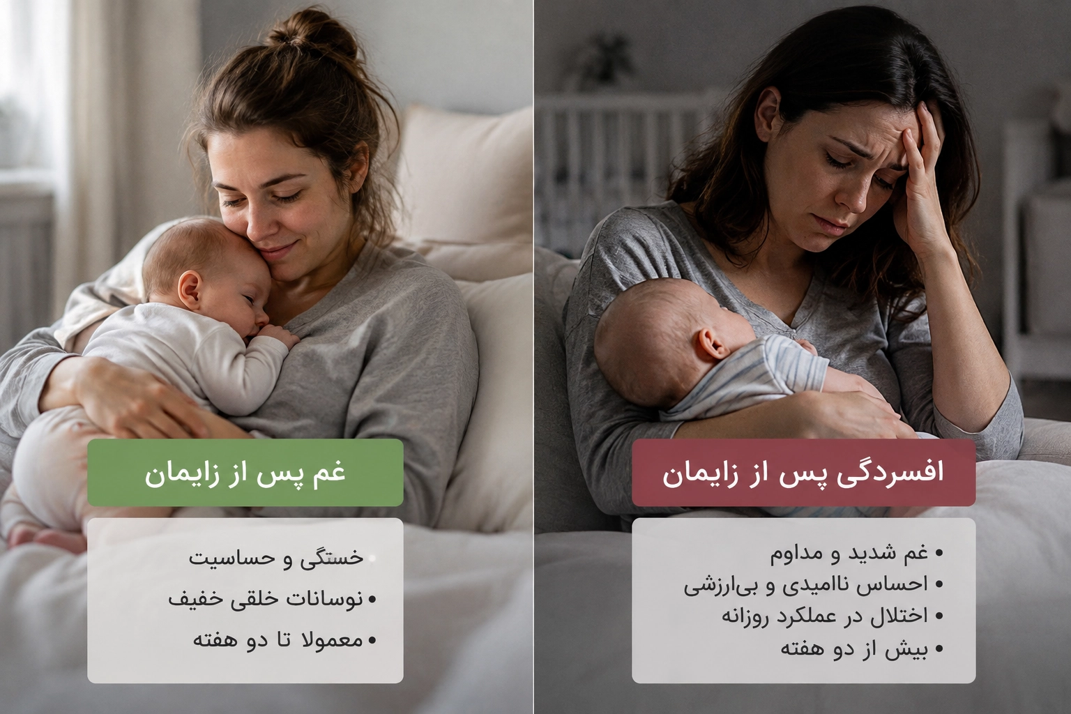 تفاوت غم پس از زایمان با افسردگی پس از زایمان